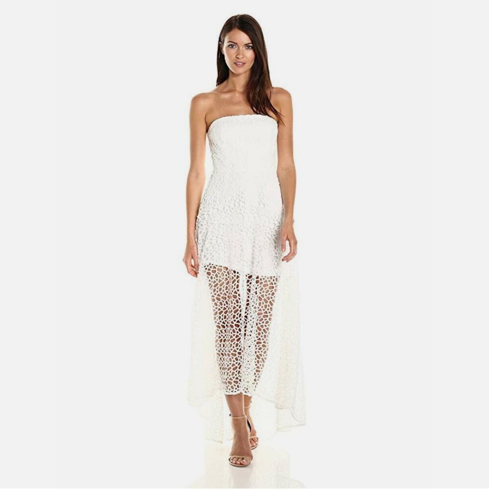 Keepsake The Label Midnight Hour Strapless Lace Midi Dress